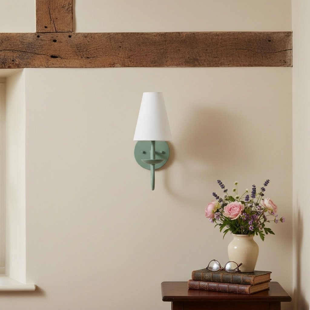 Curva Metalen Witte Linnen Wandlamp - Klassieke Messing Wandlamp voor Slaapkamers HL1760