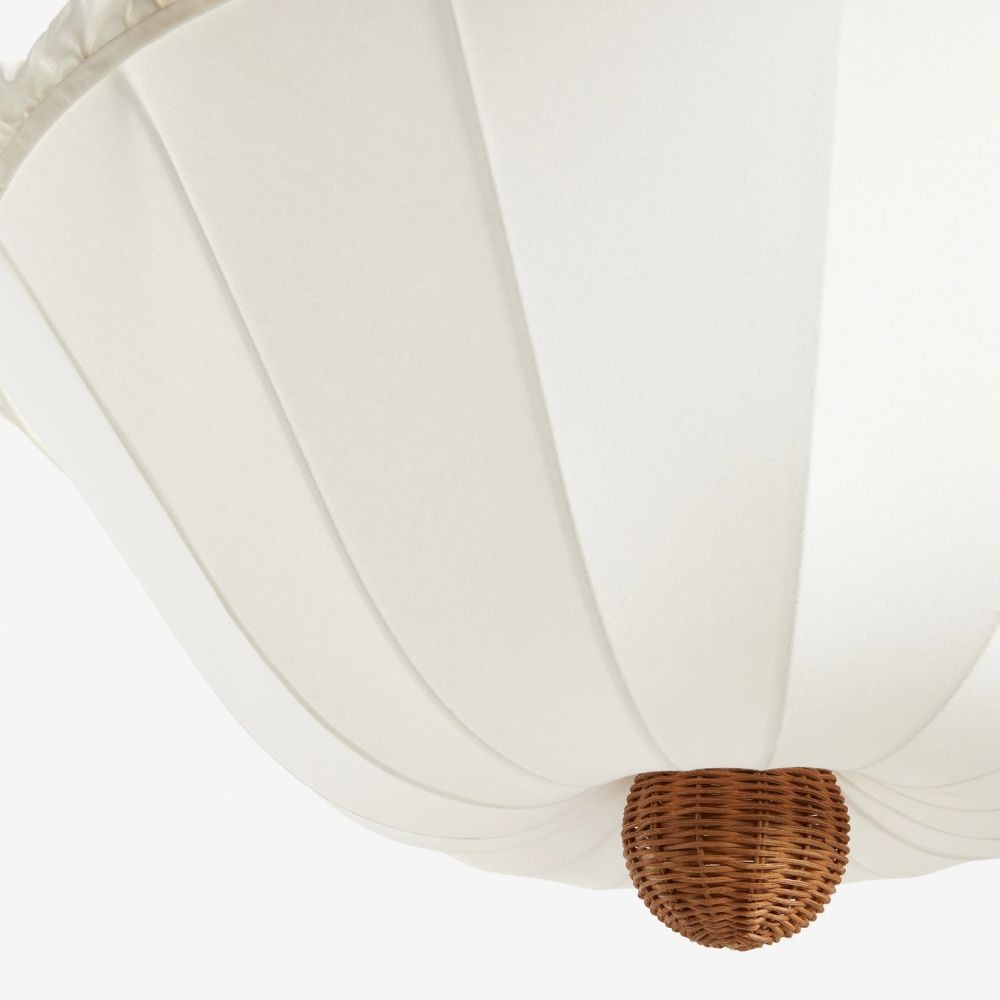 Wickara Plafondlamp met parasolvormige kap van riet – Plafondarmatuur van gemengde materialen voor woonkamer of hal HL2278