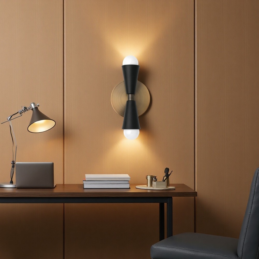 Rustieke messing wandlamp - kegelvormige striklamp voor boerderij HL1093