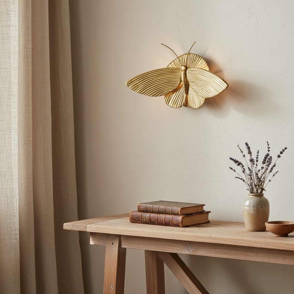 Mothriel wandlamp in de vorm van een mot - Sculpturaal design decoratieve wandlamp voor de slaapkamer HL2467