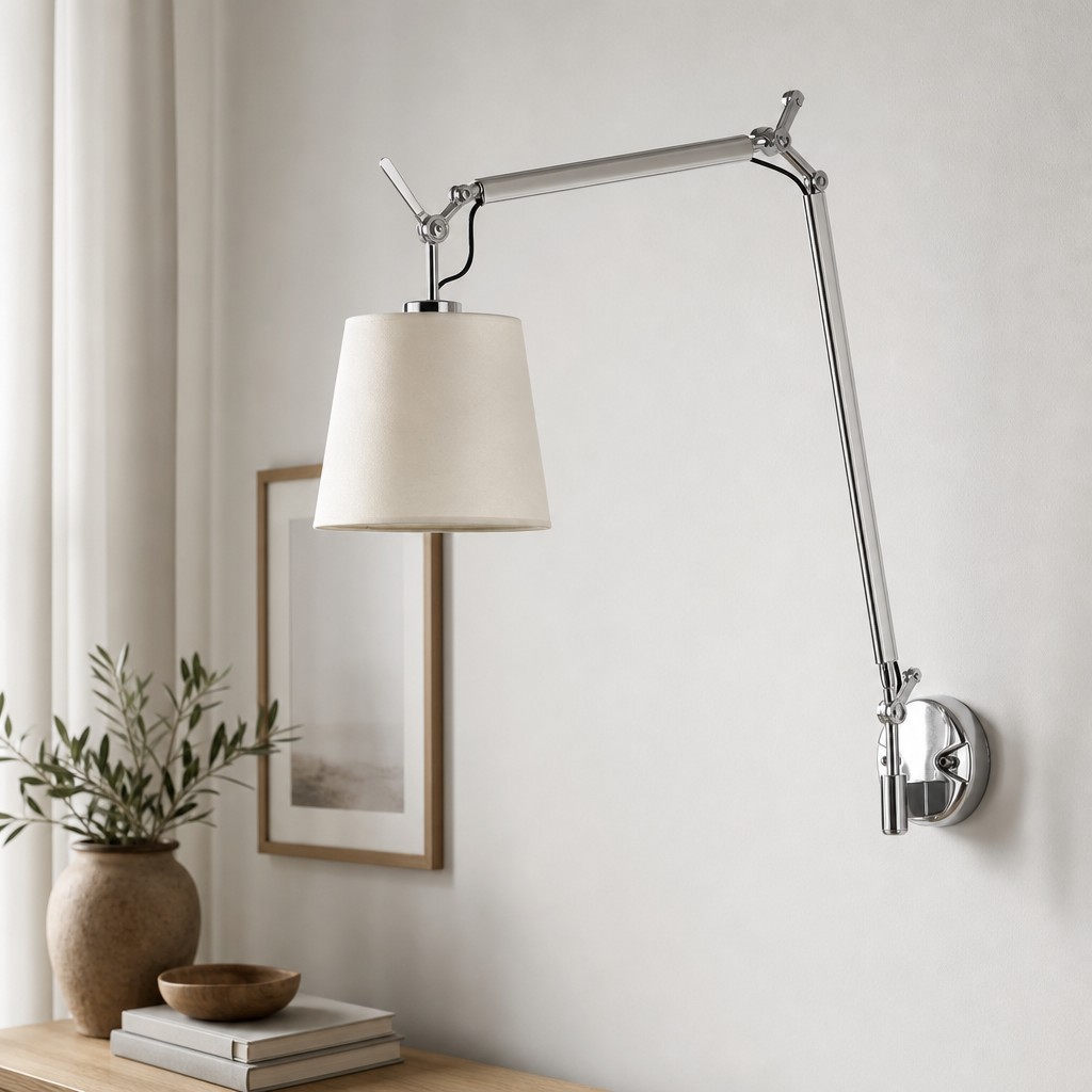 Lunavera Moderne Wandlamp met Verstelbare Arm en Kap van Capizschelp of Stof HL3542