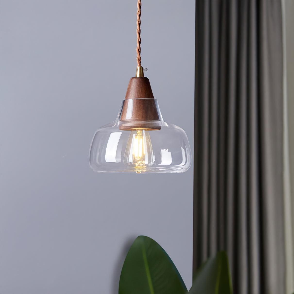 Hanglamp van notenhoutglas HL915