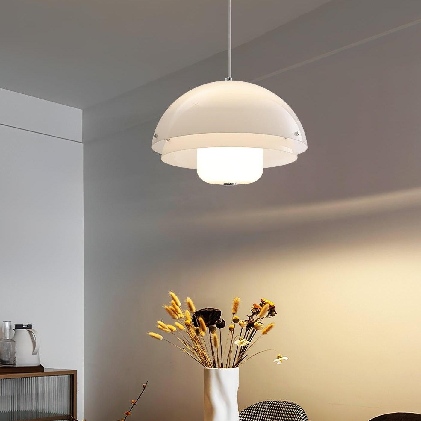 Moderne Melk Witte Multilagen Sferische Hanglamp HL309