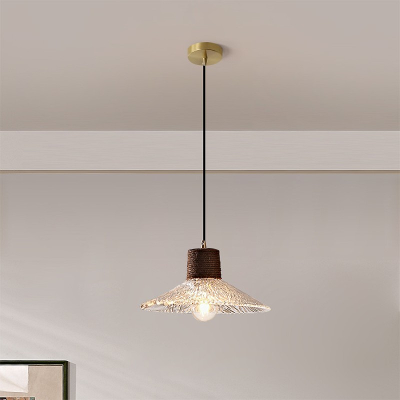 Hanglamp met glazen kap van Scandinavisch henneptouw HL3491