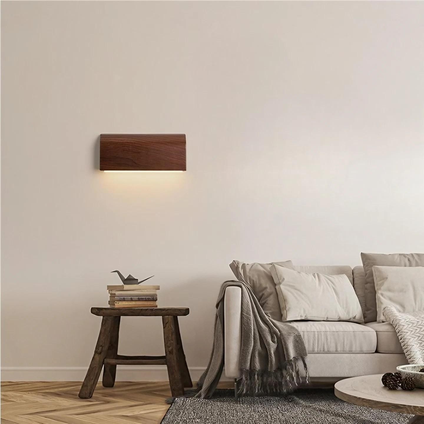 Rechthoekige LED wandlamp met houtnerfaluminium HL196