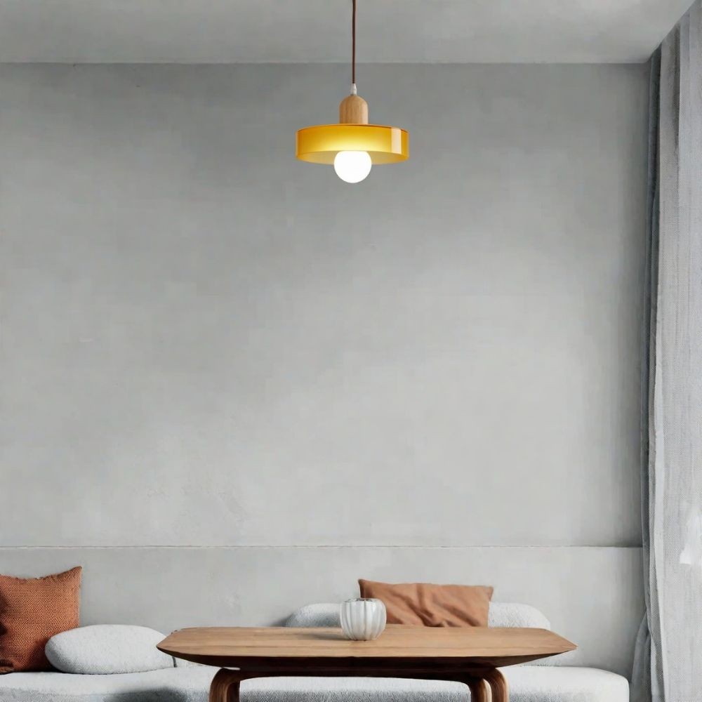 Morandi Glazen Hanglamp - Houten Schijfontwerp HL1047