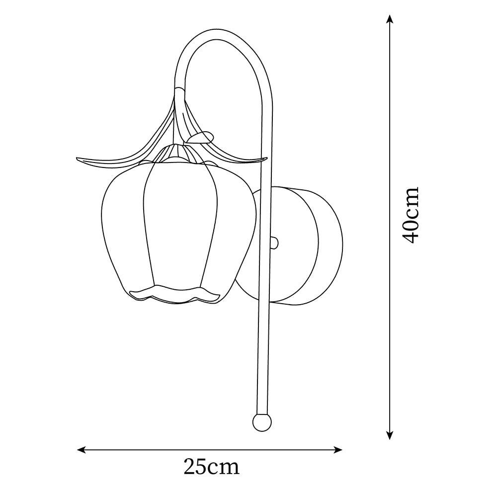 Franse crèmekleurige bloemenwandlamp HL582