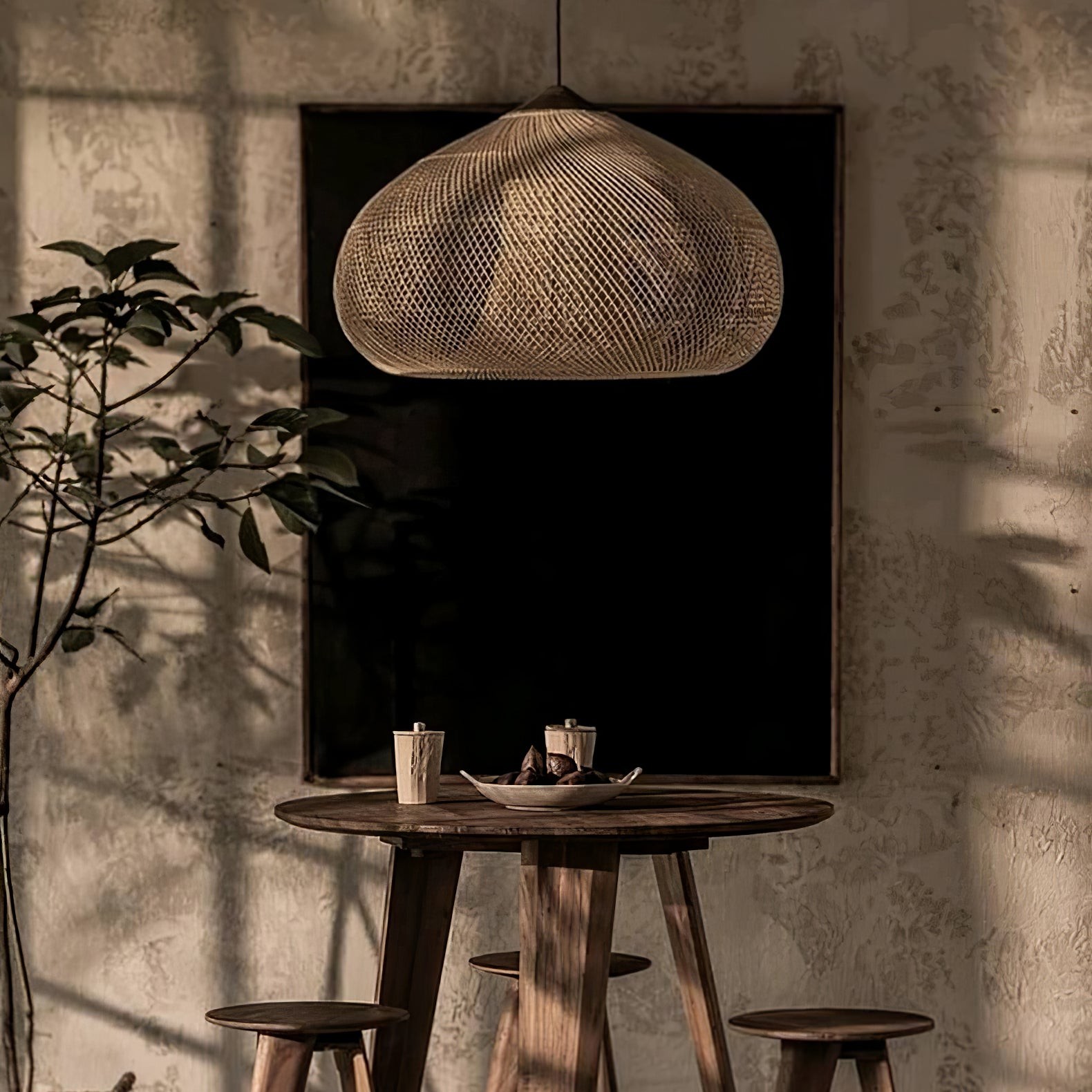 Harp gevlochten rotan hanglamp HL1402