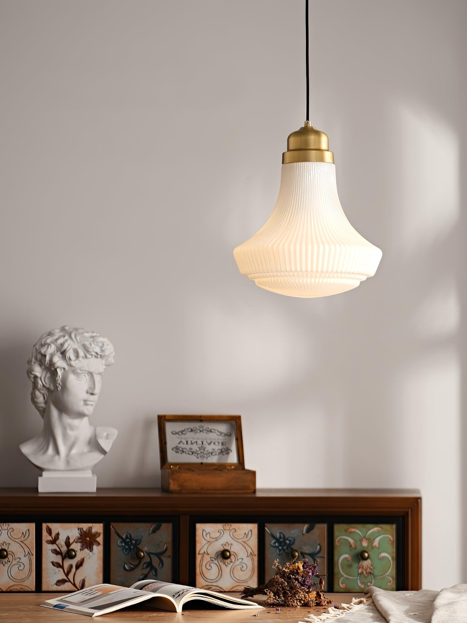 Klassieke messing albasten glazen hanglamp HL746