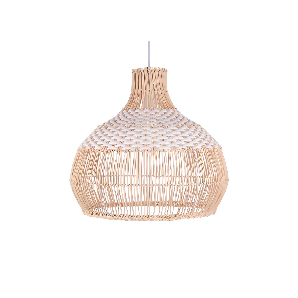 Luchtige, witte, elegante hanglamp van natuurlijk rotan HL3395