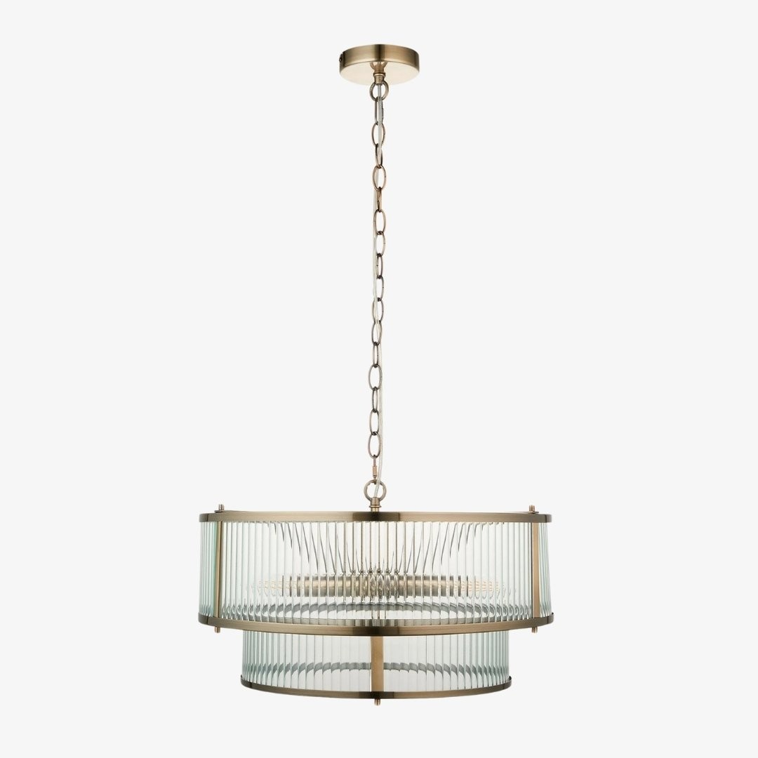 RibGlow Hanglamp met geribbeld glas - Hanglamp in antieke stijl voor de eetkamer HL2044