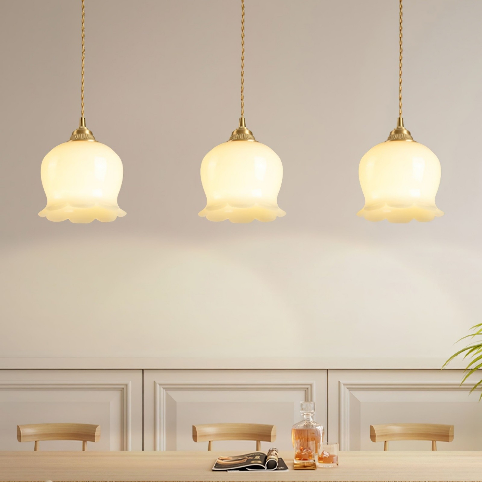 Retro Crème Lily Flower Hanglamp HL302