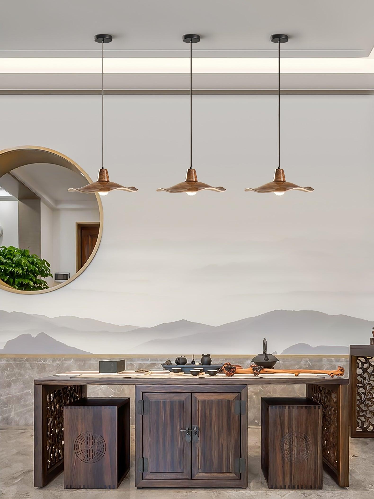 Zwarte imitatie walnoot houtnerf keuken hanglamp HL864
