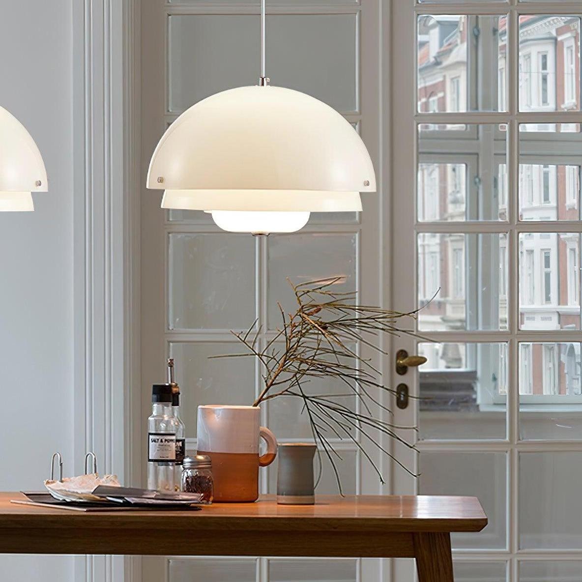 Moderne Melk Witte Multilagen Sferische Hanglamp HL309