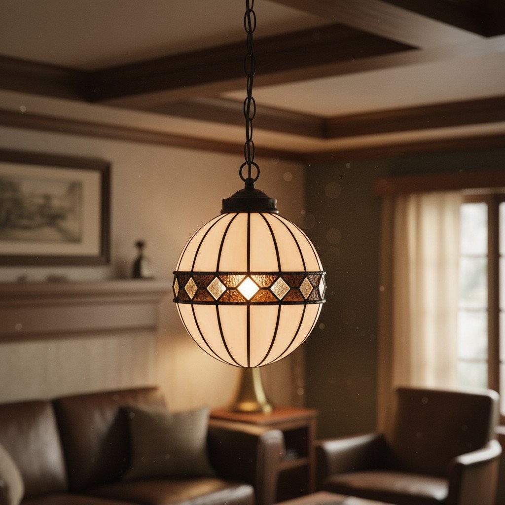 TF Fargo Tiffany-stijl bolvormige hanglamp - Handgemaakte kunstglazen bollamp voor keukeneiland HL2233