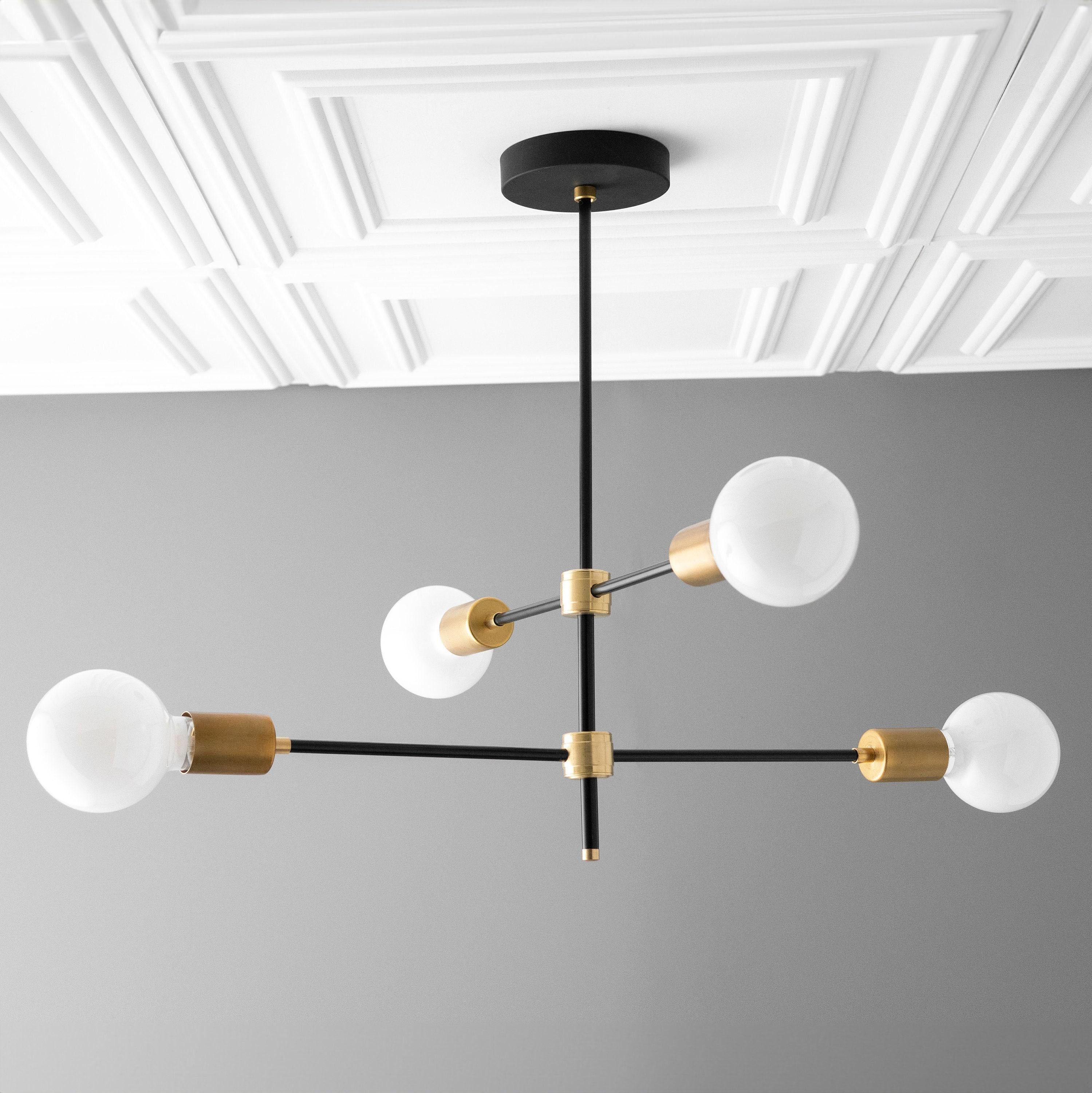 Mobilux Line zwarte en messing kroonluchter - moderne bolvormige plafondlamp HL1699