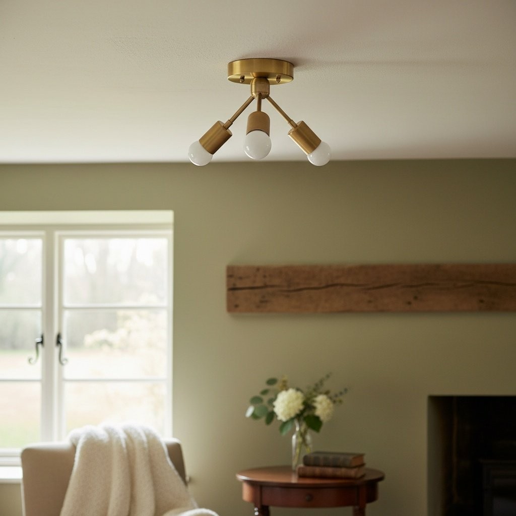 Mobilux Line Moderne messing plafondlamp - Minimalistische gouden plafondlamp voor slaapkamer HL1690