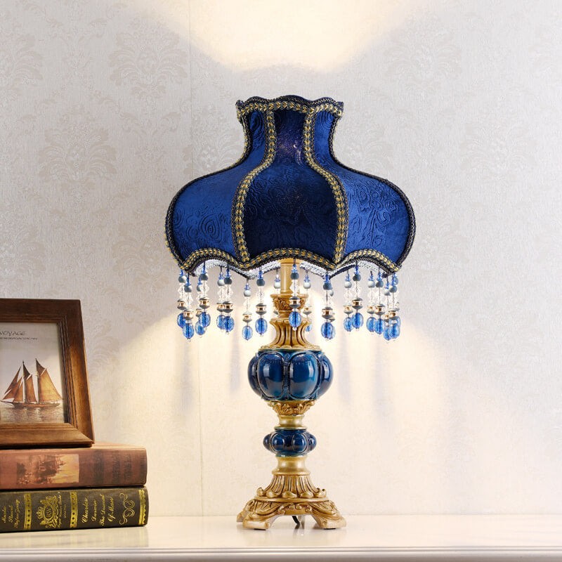 Palace Decoration Design Donkerblauwe Stoffen Tafellamp HL875