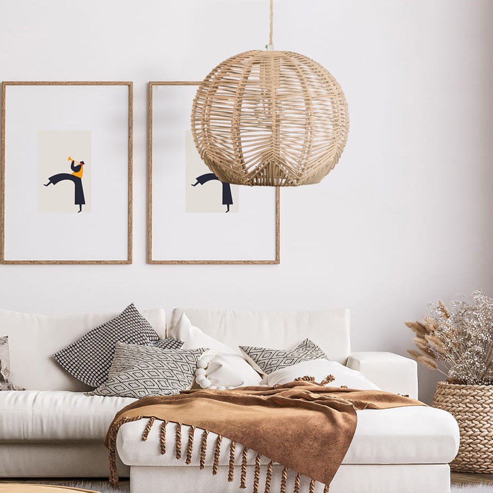 Natuurlijk geweven bol rotan hanglamp HL163