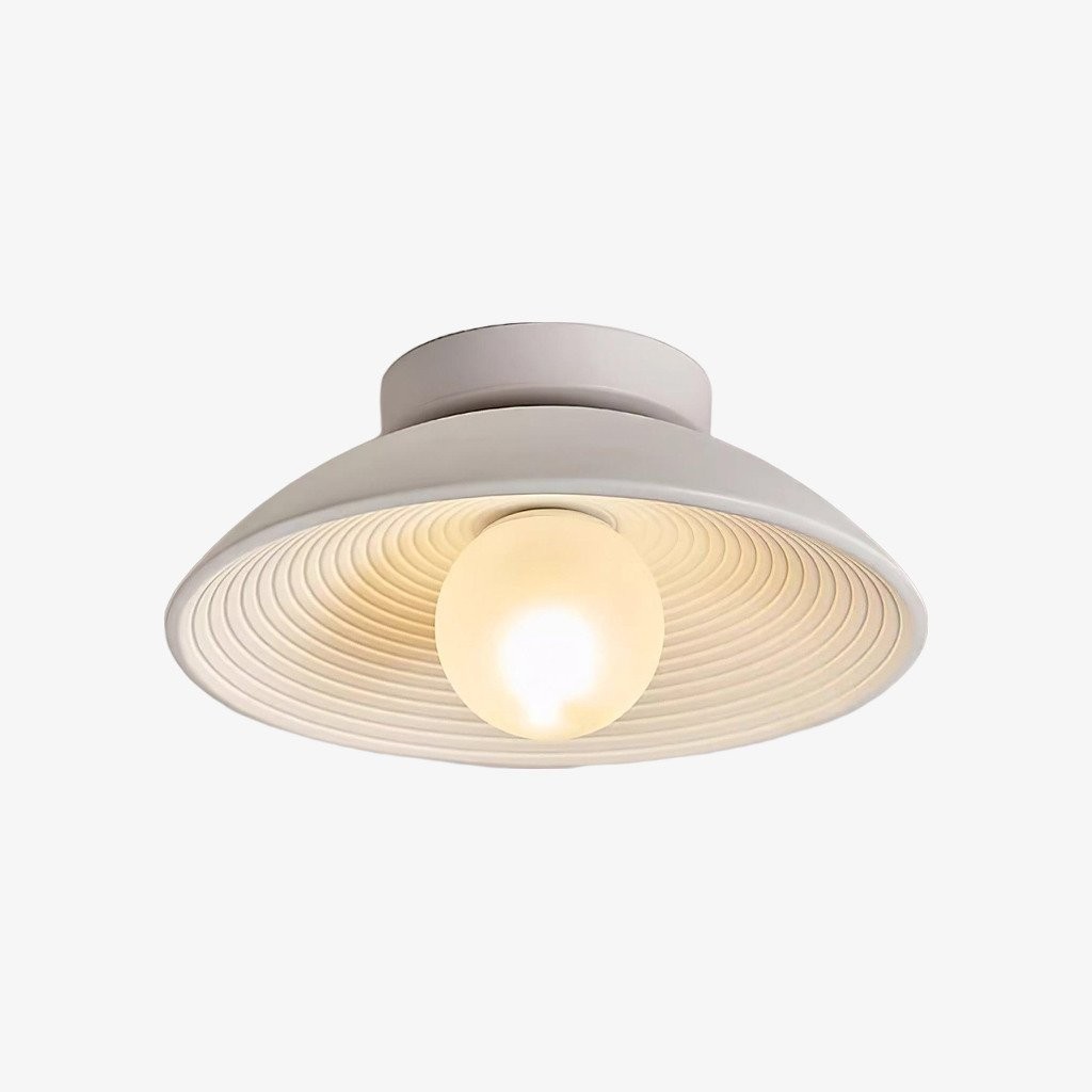 Ovalune plafondlamp met organische textuur, sculpturaal ontwerp, vlakke montage - moderne stijl voor de woonkamer HL2323