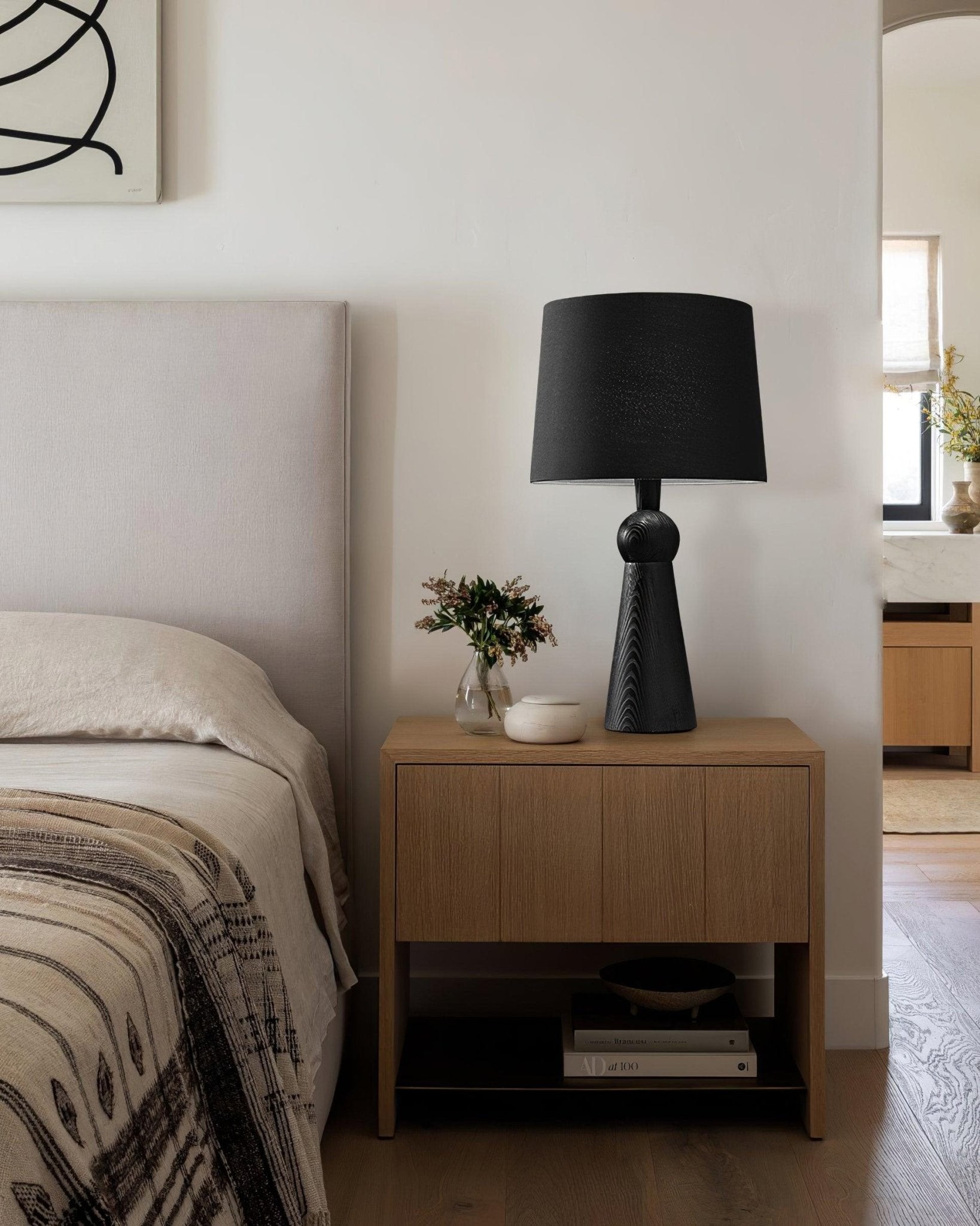 Nordic Retro Massief Houten Stoffen Tafellamp HL372