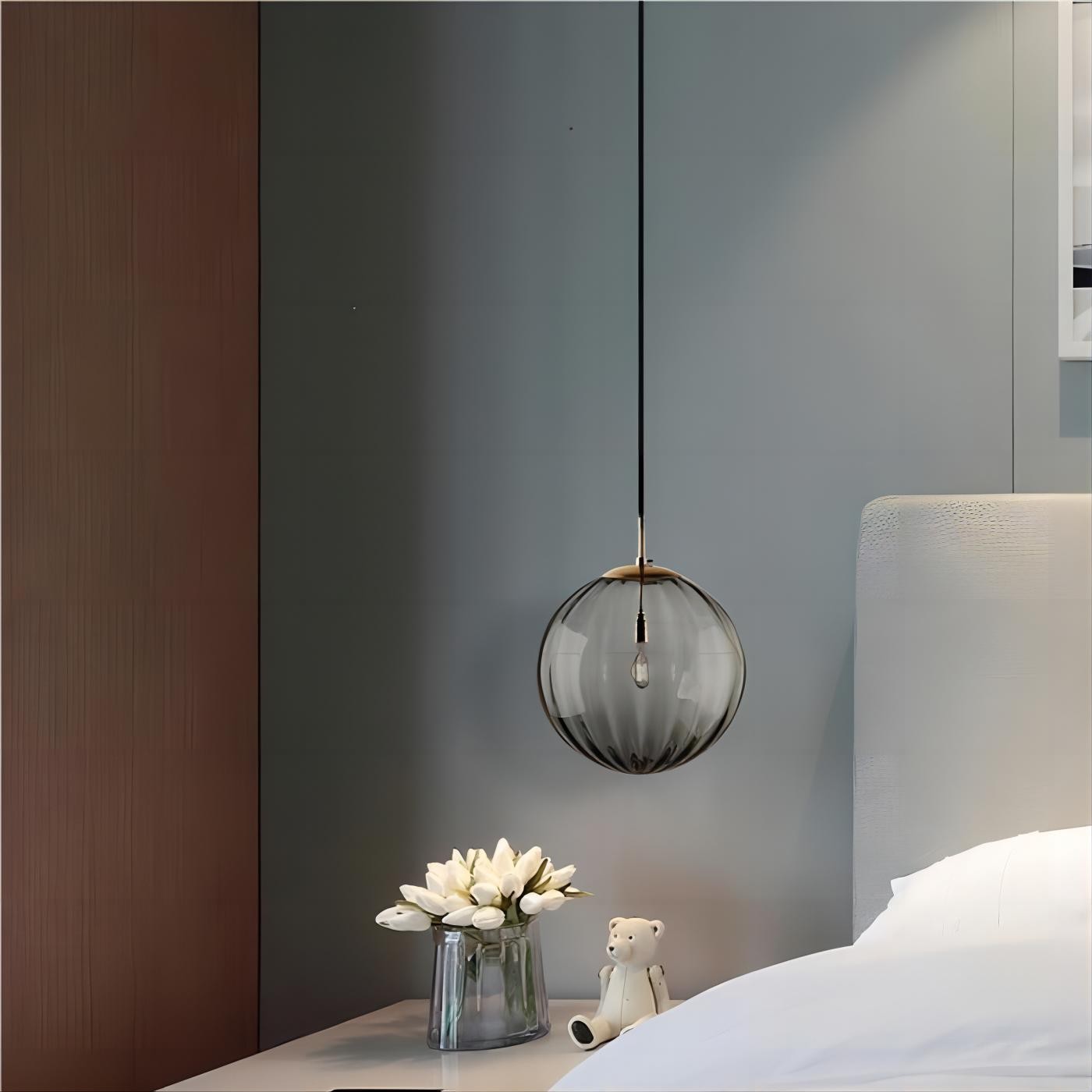 Glazen Bol Hanglamp Met Scandinavisch Waterpatroon HL260