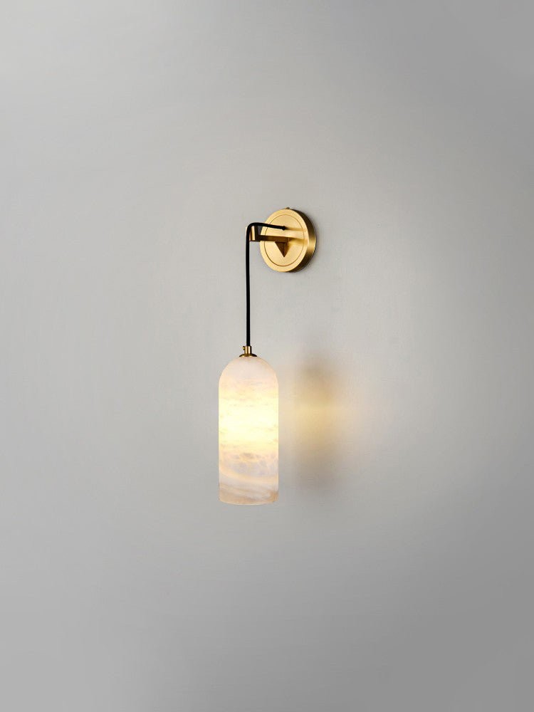 Moderne minimalistische koperen natuurlijke marmeren verstelbare draadwandlamp HL686