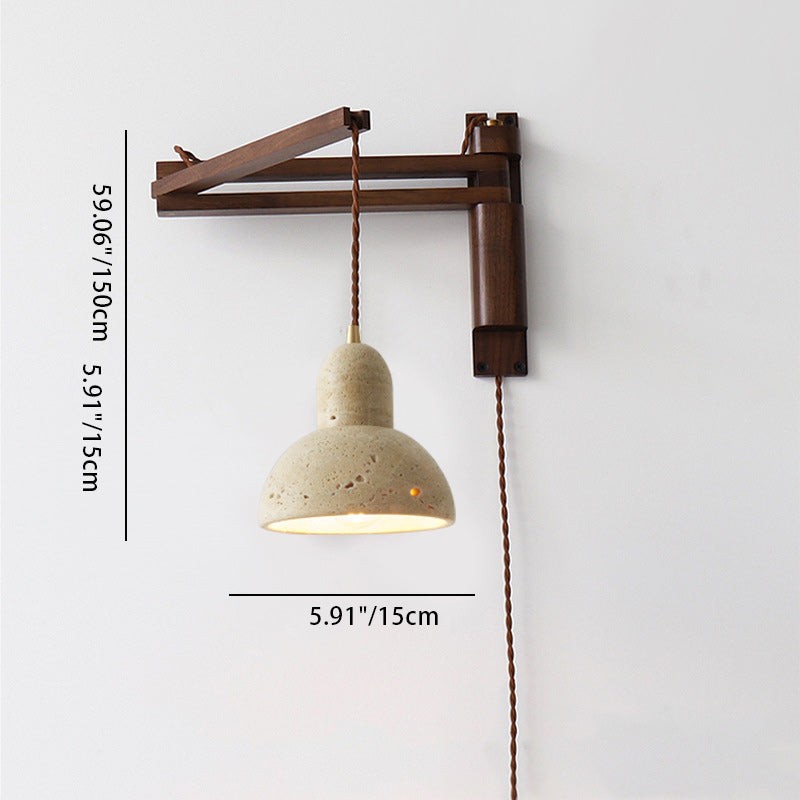 Traditionele Japanse houten travertijn bolvormige intrekbare opvouwbare wandlamp HL1111