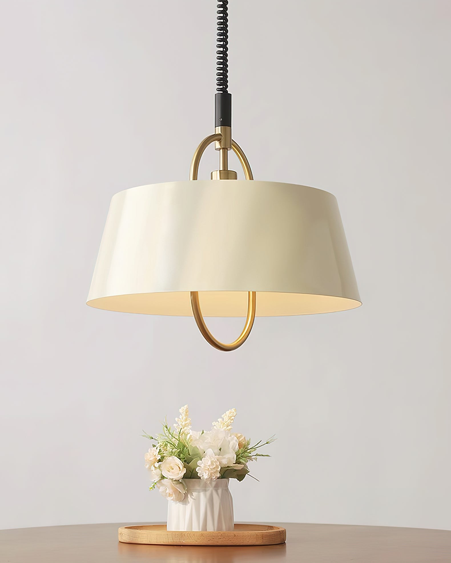 Retro klassieke trommelvormige intrekbare metalen hanglamp HL353