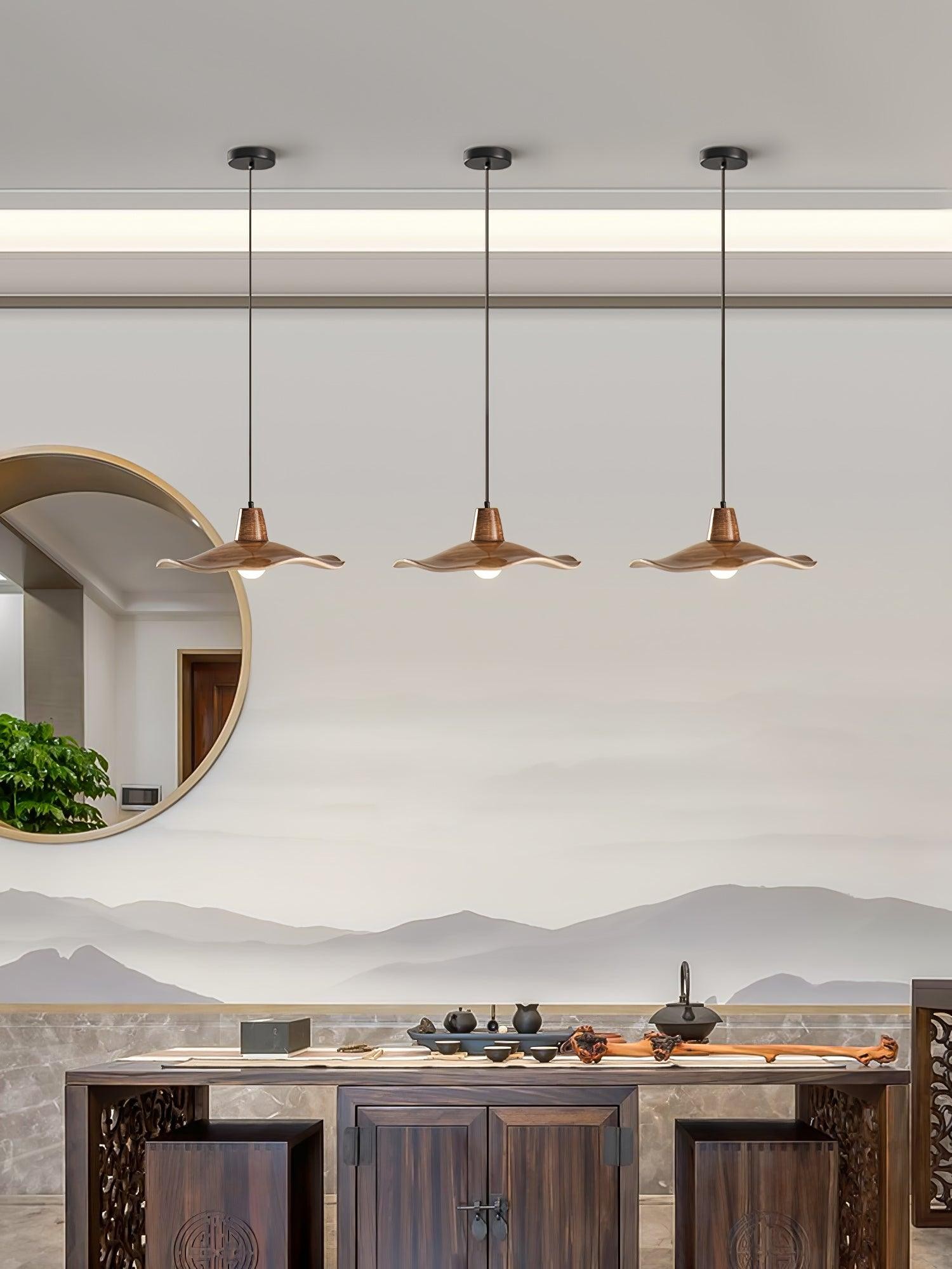 Zwarte imitatie walnoot houtnerf keuken hanglamp HL864