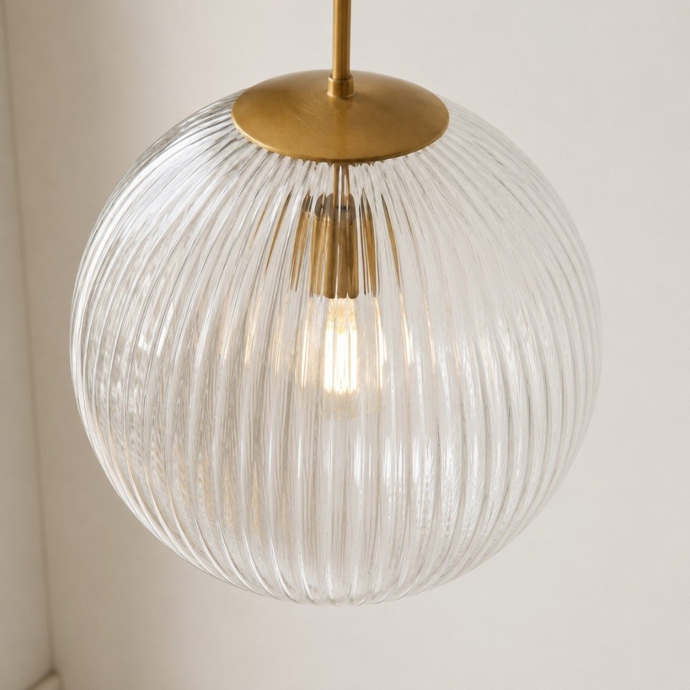 Bravira geribbelde glazen hanglamp - Elegante keukeneilandlamp HL1551
