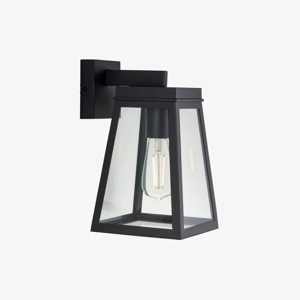 Trevanta helder glazen zwarte buitenlantaarn wandlamp - moderne buitenverlichting HL2104