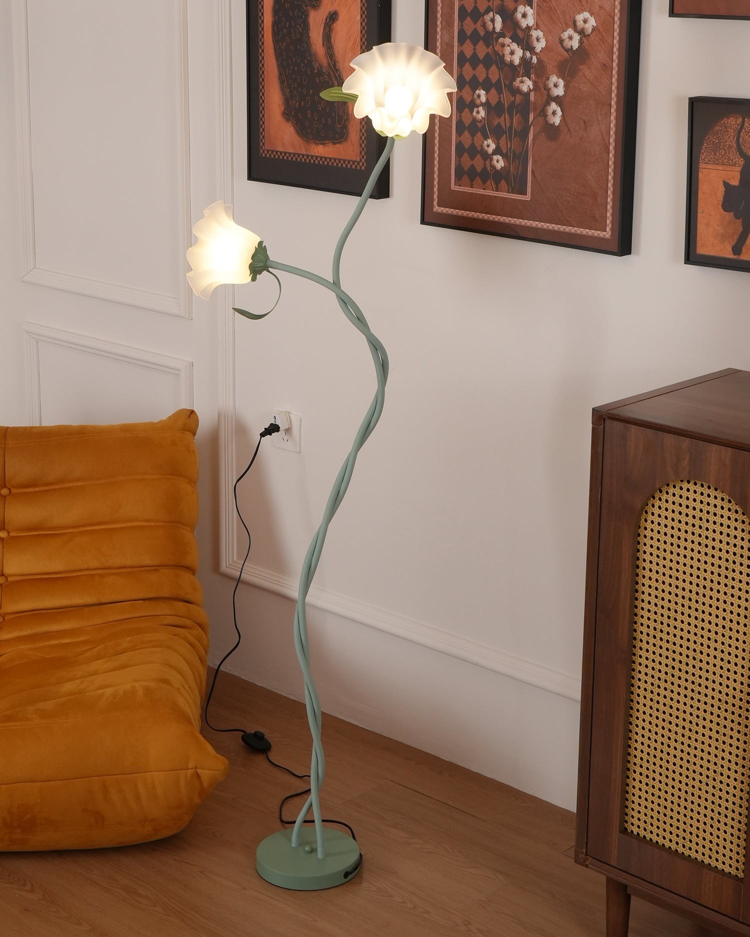 Creatieve multi-kops wikkelbloemvormige vloerlamp HL403
