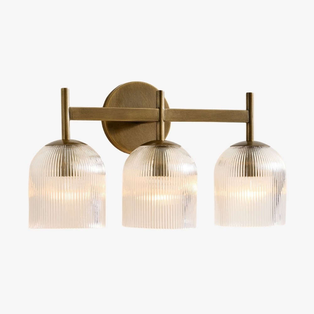 Bravira geribbelde glazen wandlamp - metalen wandlamp met heldere glazen kap HL1552