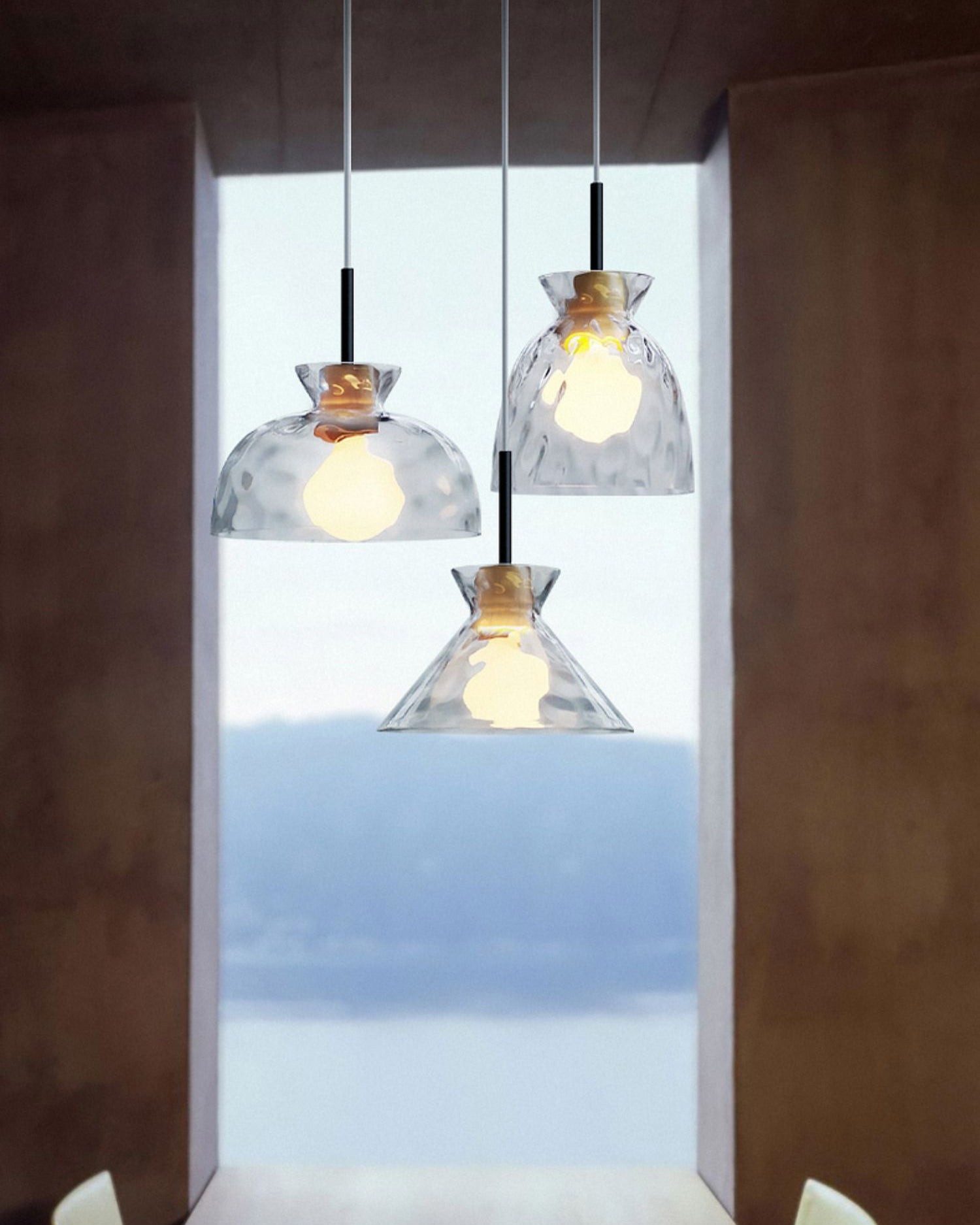 Moderne Water Ripple Transparante Glazen Hanglamp HL798
