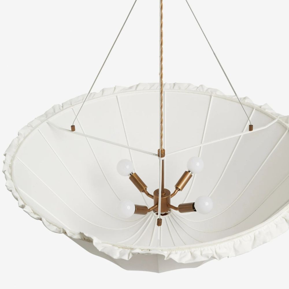 Wickara Plafondlamp met parasolvormige kap van riet – Plafondarmatuur van gemengde materialen voor woonkamer of hal HL2278