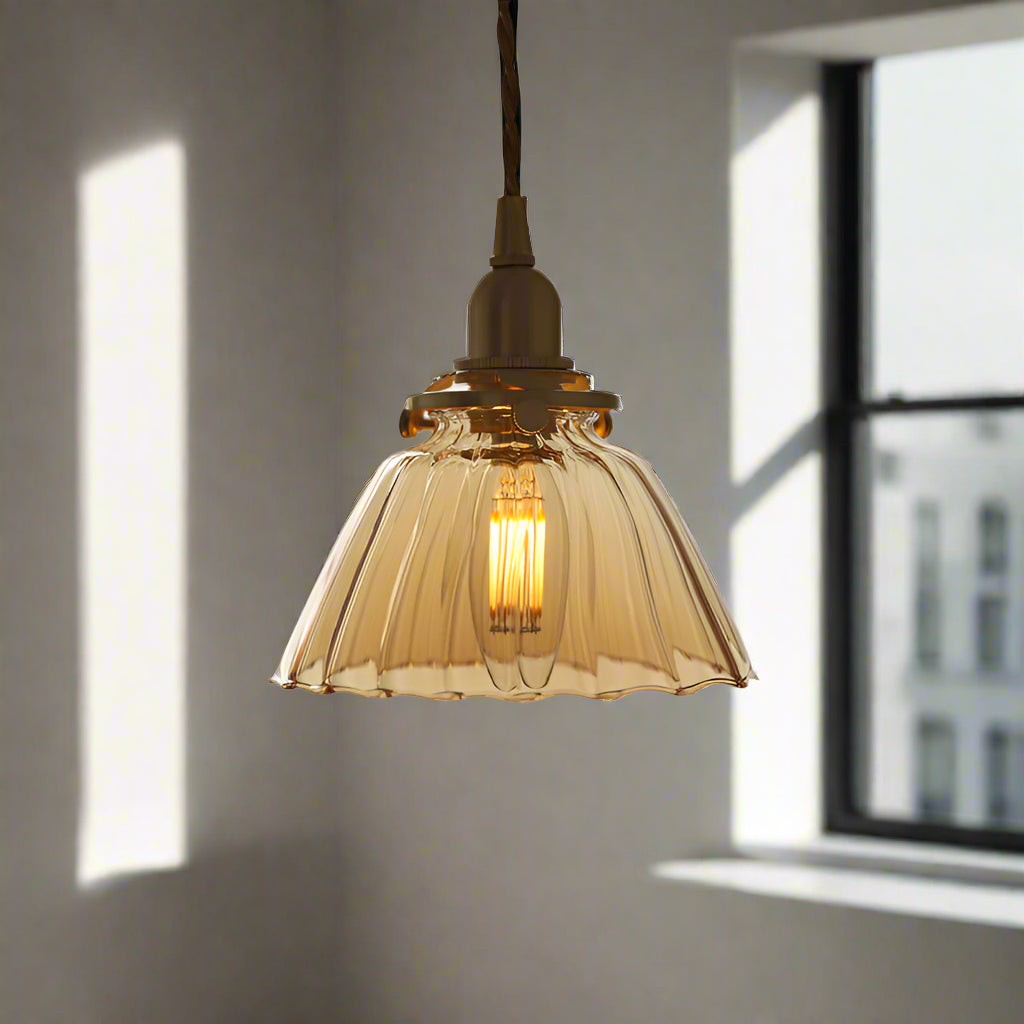 Jasmine Vintage messing glazen hanglamp HL3503
