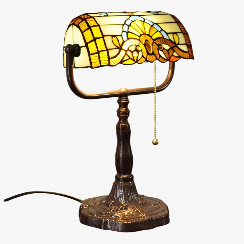 TF Tivanny Bureaulamp met bloemenmotief en glas-in-lood - Vintage tafellamp voor slaapkamer, studeerkamer of woonkamer HL3553