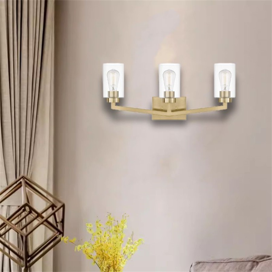 Industriële messing cilindrische glazen wandlamp HL237