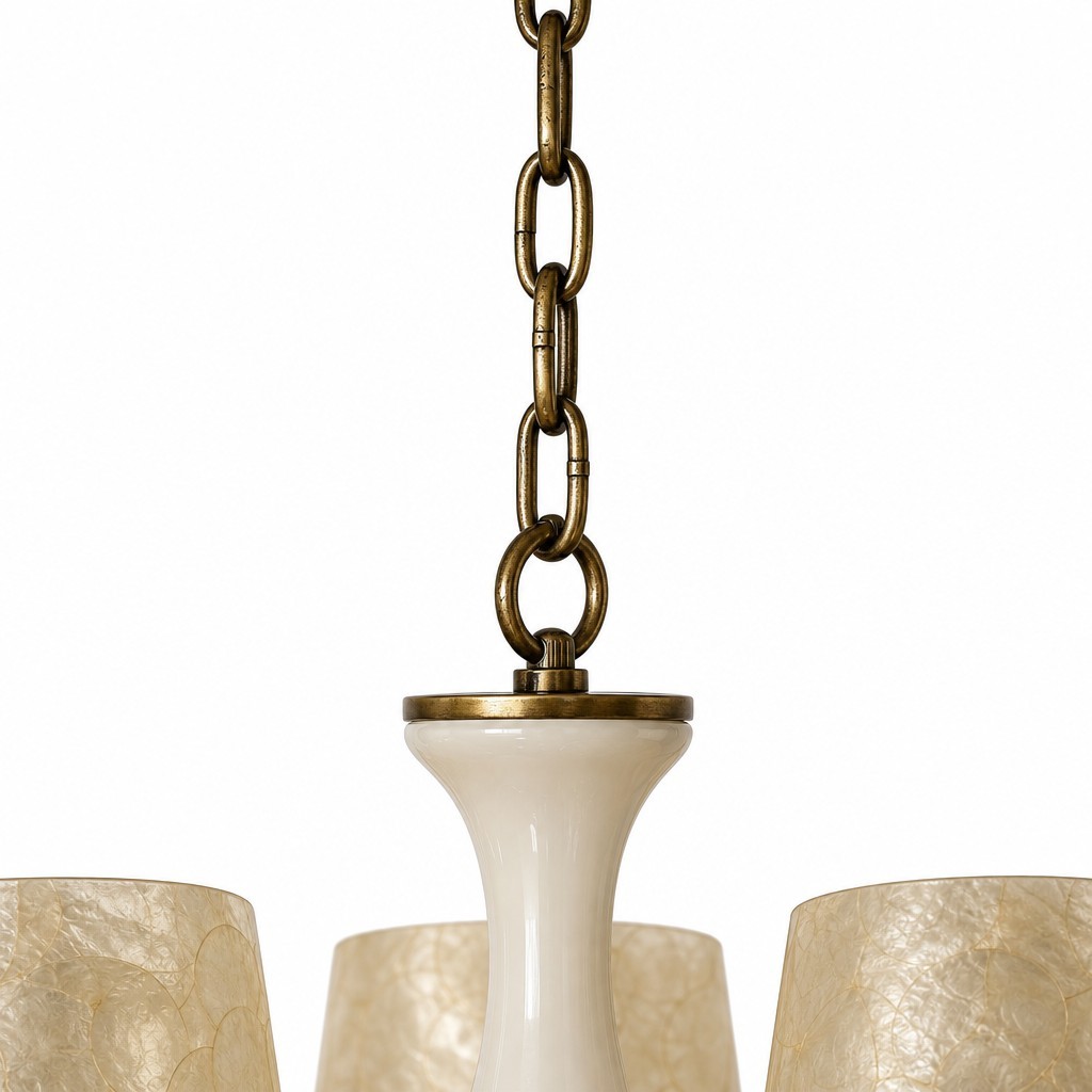Shellure Retro Kroonluchter met Schelptextuur - Sculpturale Verlichting voor een Kustwoning HL3533
