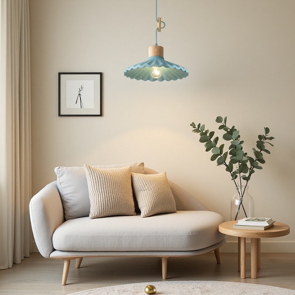 Cement Macaron hanglamp - moderne geplooide kap voor hal HL1328