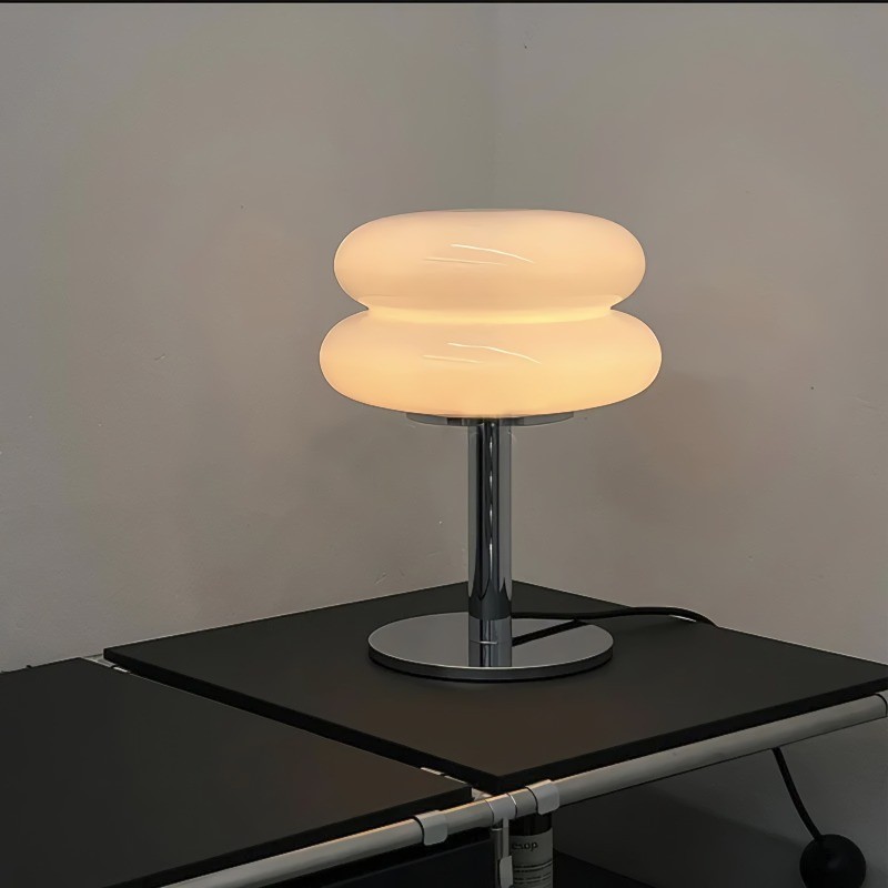 Bauhaus Dubbele Glazen Tafellamp - Sculpturale Gelaagde Nachtlamp voor Slaapkamer en Bureau HL22