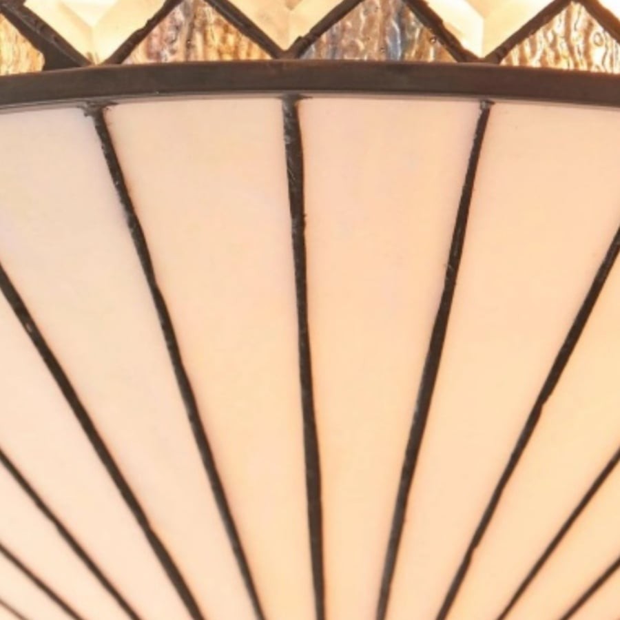 TF Fargo Semi-Flush Plafondlamp - Een klassieke art deco lamp met een decoratieve glazen kap voor gebruik in meerdere ruimtes
