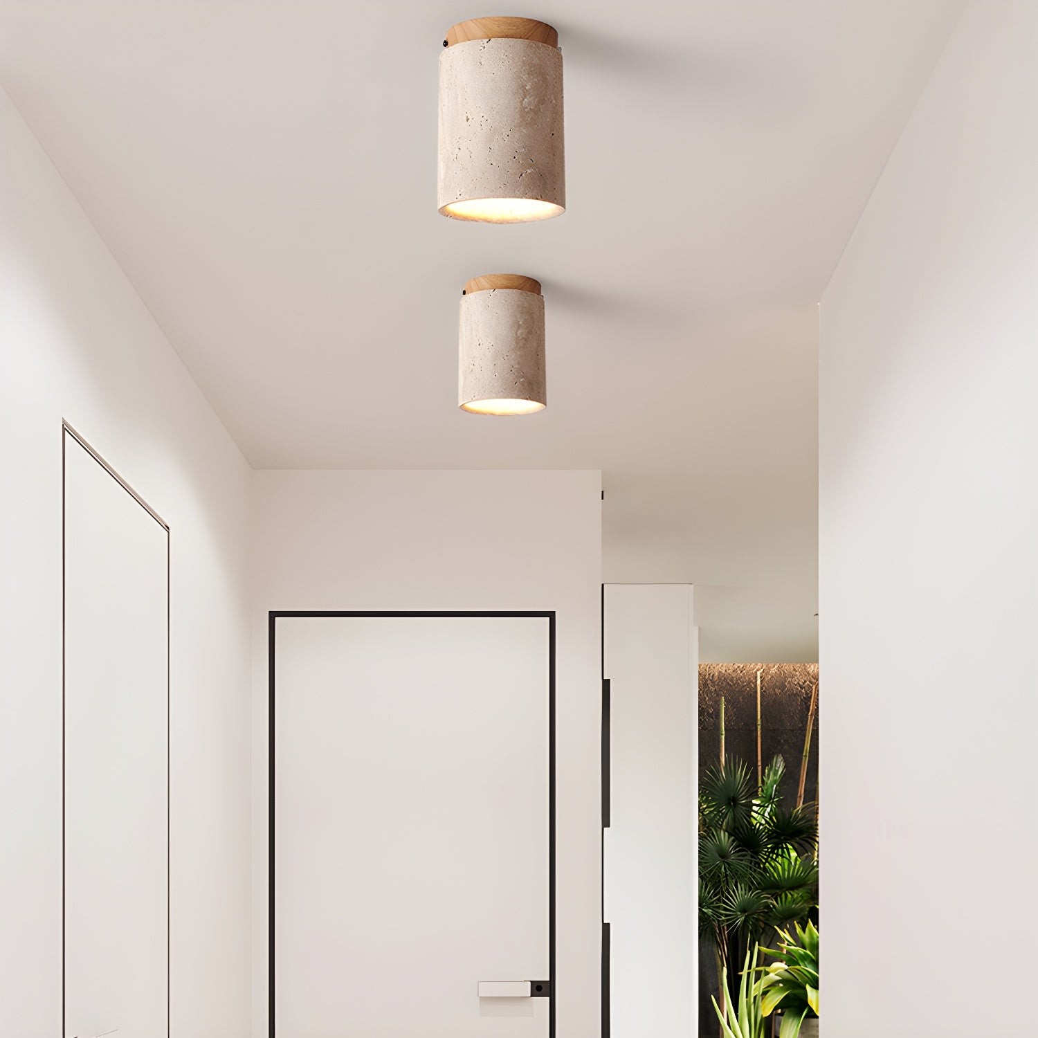 Marmeren Travertijn Kolom Plafondlamp HL901