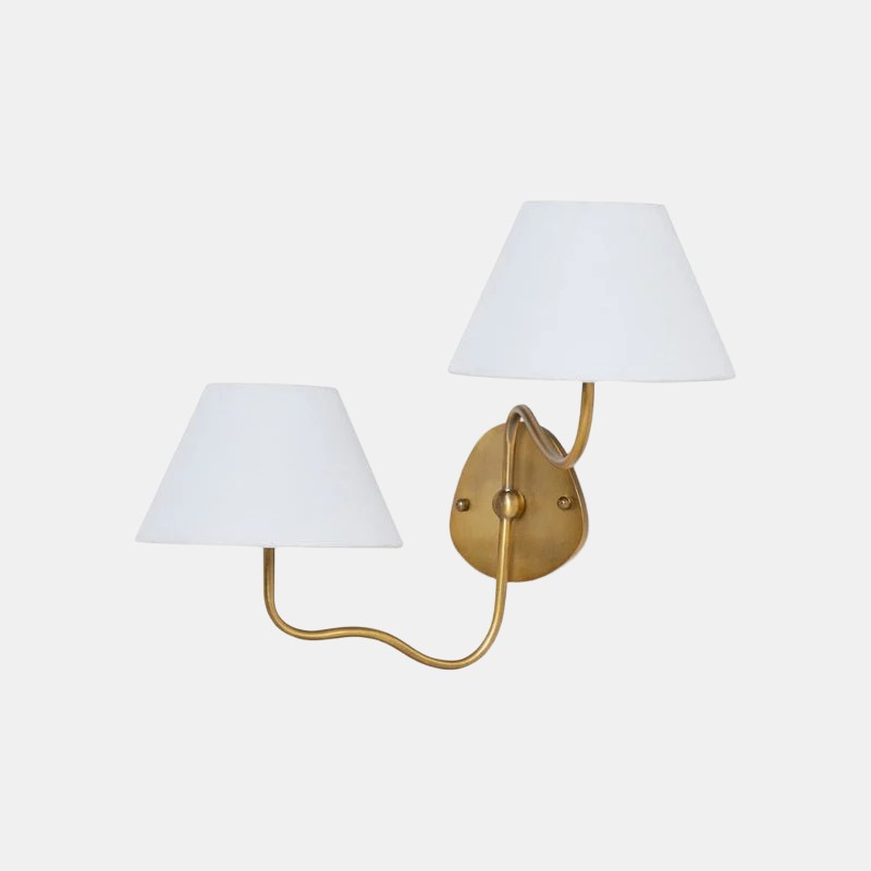 Kulo stoffen wandlamp – moderne wandlamp met dubbele arm van linnen voor de woonkamer HL1785