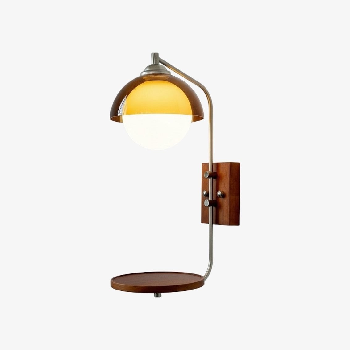 Afterglow Moderne Sunset Wandlamp - Ontwerp met dubbele glazen kap en voet met houtstructuur HL2363