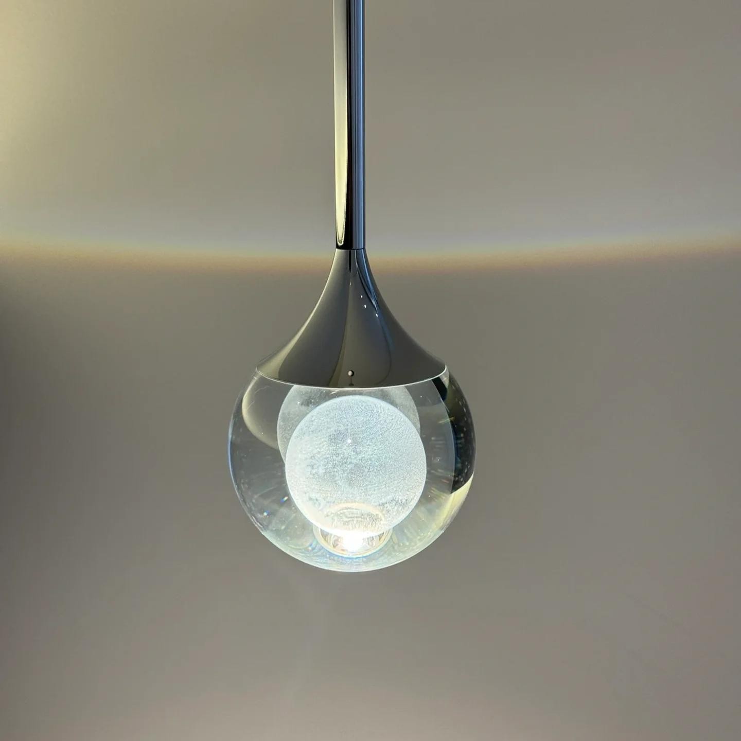 Nordic Crystal Moon Ronde Heldere Glazen Kunst Hanglamp HL923