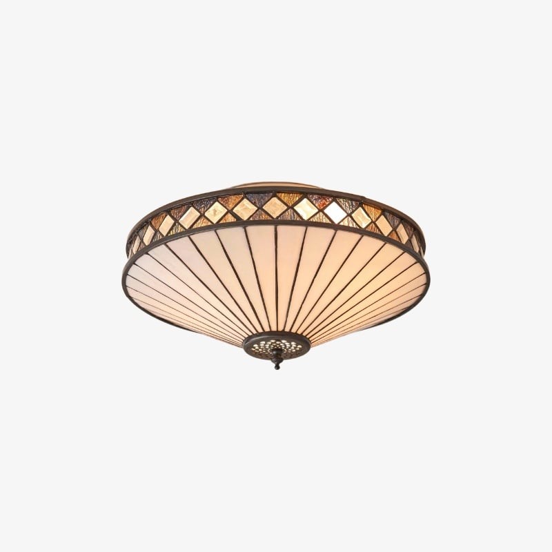 TiffStar Elegant Art Glass Flush Ceiling Light - Vintage-geïnspireerde plafondlamp voor thuisinterieurs HL2015