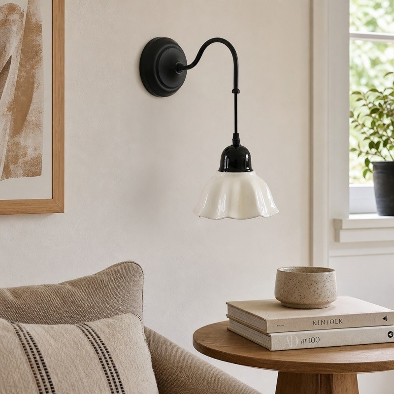 Cazelle Vintage Wandlamp met Bloemenmotief - Artistieke wandlamp met bloemendesign voor slaapkamer en hal HL3588