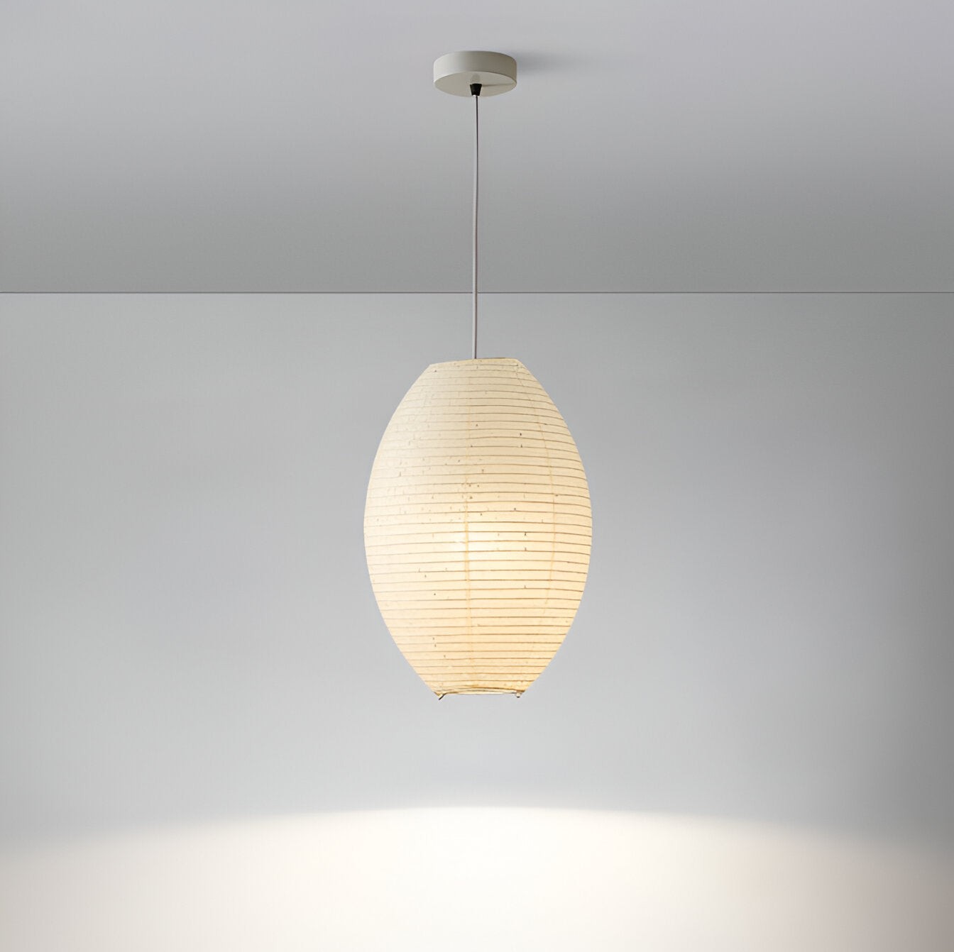 Traditionele Japandi Wabi-Sabi elliptische papieren hanglamp HL3495